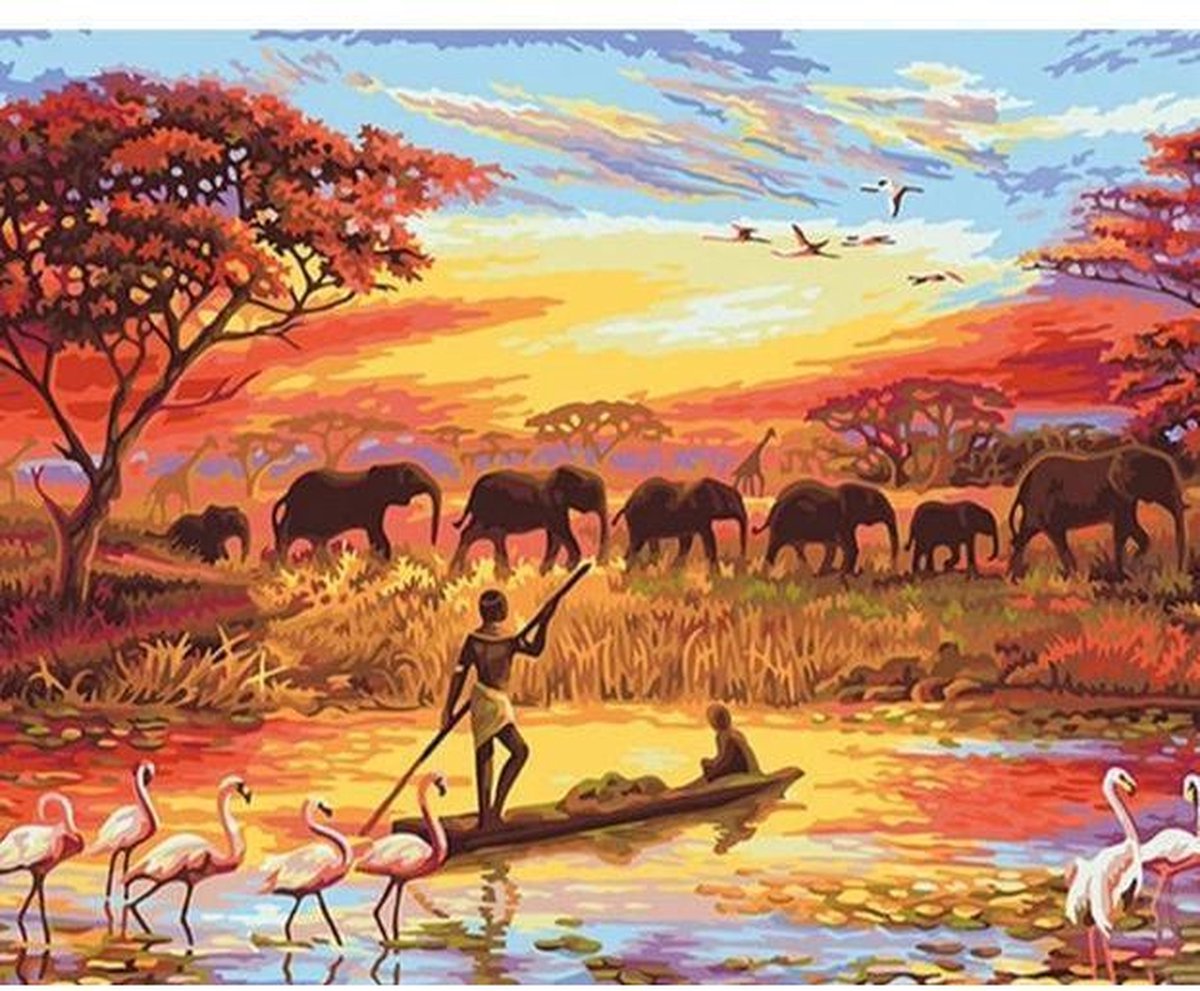 Schilderen op Nummer | Afrika - 40x50cm - Exclusief Lijst (24 kleurtjes)